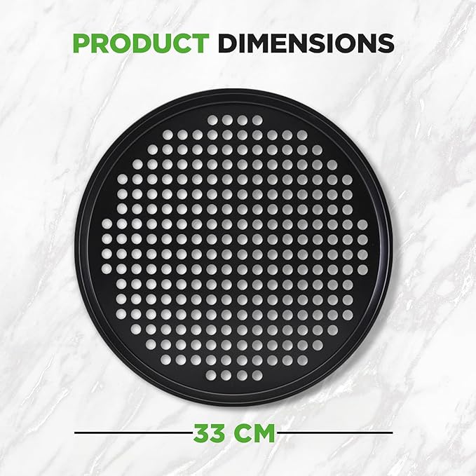 NutriChef 6-Pack13’’ Non-Stick Pizza Pans, Round Pizza Pans for Oven, Commercial-Grade Carbon Steel, Non-Stick Gray Coating, Ideal for Baking Pizza, Cookies and More, Dishwasher Safe