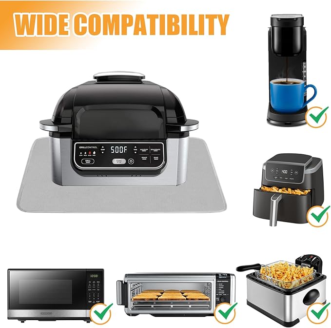 Heat Resistant Mat for Air Fryer,Deep Fryer,Oven,Gray 16x20in Hot Pads for Kitchen Counter Heat Protector,Deep Fryer Coffee Machine Accessories,Under Coffee Maker Mats for Quartz Countertop Protector
