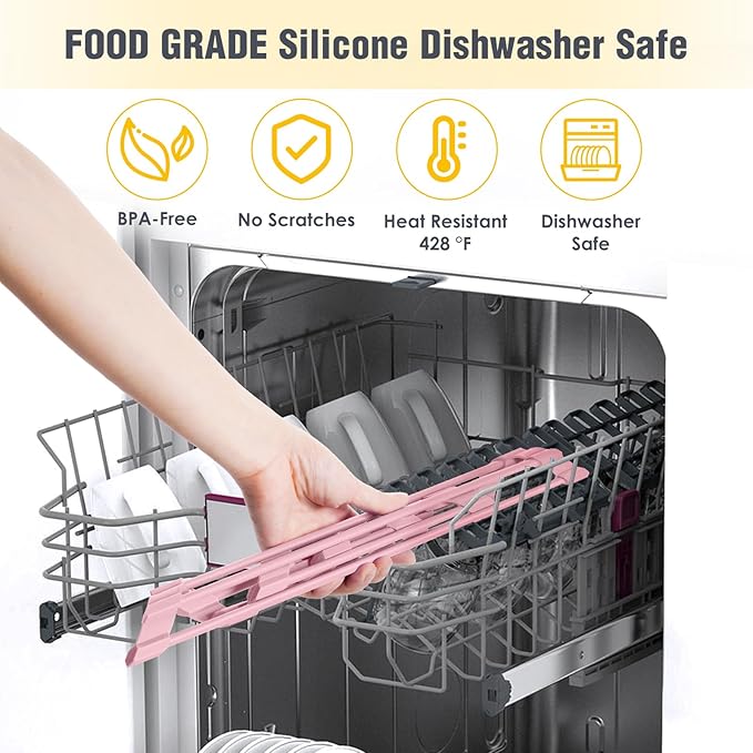 Tomorotec Compact Silicone-Coated Triangle Dish Drying Rack for Sink Corner - Foldable Stainless Steel Over-The-Sink Organizer and Storage Shelf (Pink)