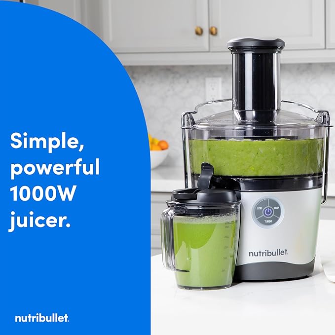 NutriBullet Juicer Pro Centrifugal Juicer Machine for Fruit, Vegetables, and Food Prep, 27 Ounces/1.5 Liters, 1000 Watts, Silver, NBJ50200