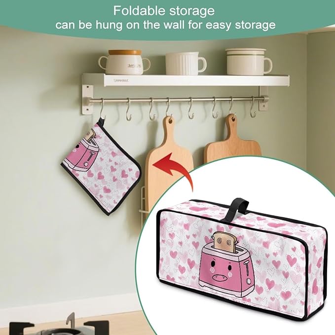 Toaster Cover 2 Slice Bread Fabric Heat-Resistant 2 Slice Slim Toaster Cover, Easy to Fold and Store Dustproof Protective Covers for Small Appliances