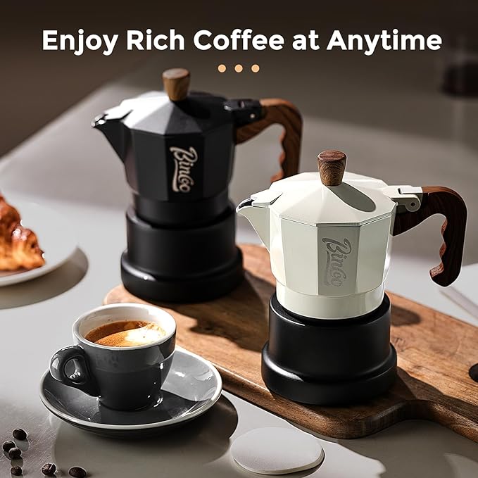 Bincoo Three Valve Espresso Maker Stovetop,Camping Moka Pot 2 Cup/120ML,Stove Top Espresso Italian Coffee Maker,Easy to Use