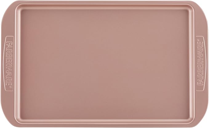 Farberware Nonstick Bakeware, Nonstick Cookie Sheet / Baking Sheet - 10 Inch x 15 Inch, Rose Gold Red