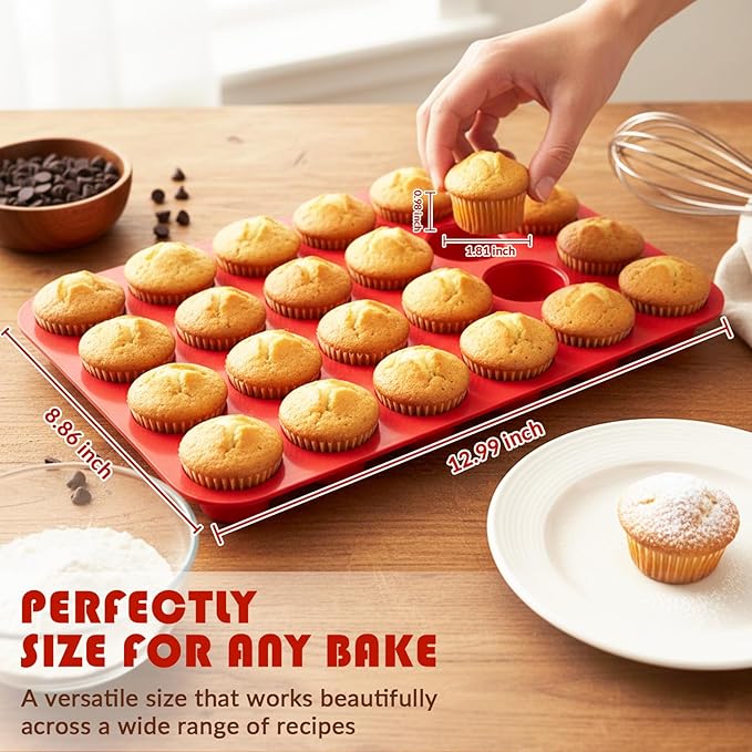 HKNMTT Silicone Mini Muffin Pan for Baking, Cupcake Egg bites Brownie Mold 12 Cup Regular Size, Oven Safe BPA Free kitchen Appliances 2 Pack