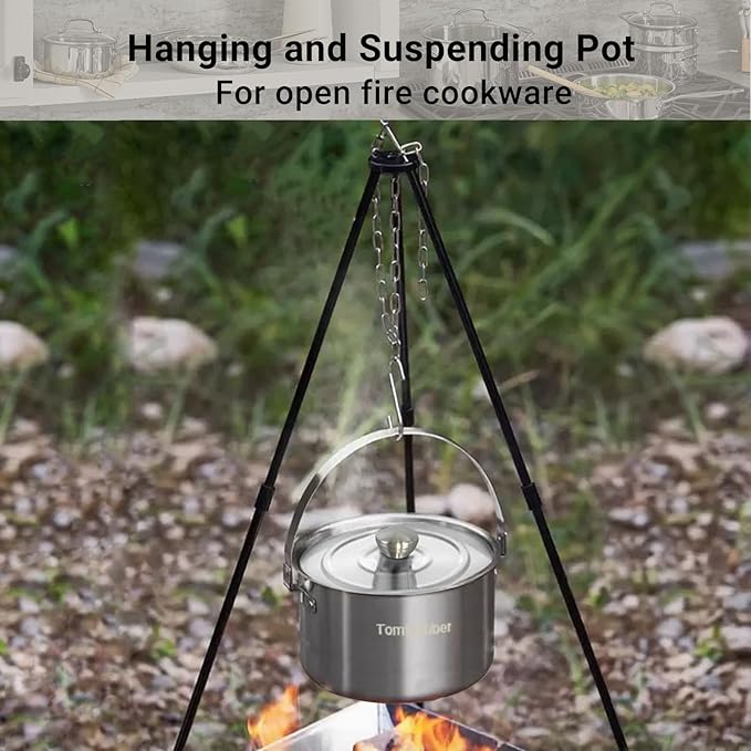 Camping Cookware Set 304 Stainless Steel Cooking Pots Pan Set with Travel Tote Bag for Camping Outdoor Kitchen Cooking Picnic for 4-6