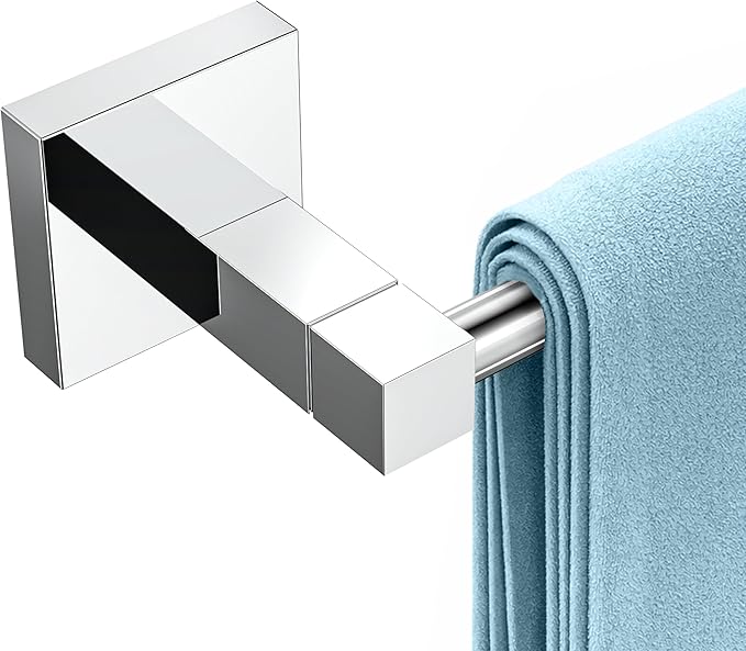 RUACQ Chrome Towel Bar 24 inch, 304 Stainless Steel Towel Racks for Bathroom Wall Mounted, Heavy Duty Bath Towel Rod with Square Base(Chrome)