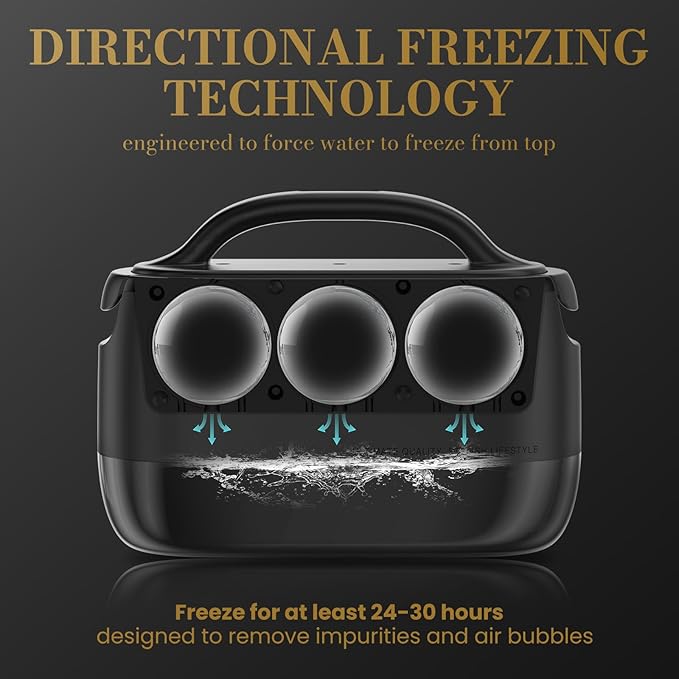 DOQAUS Clear Ice Ball Maker, 2.5 Inch Clear Ice Cube Maker, 2-in-1 Mold Creates 7 Spheres & Cubes for Whiskey, Slow Melting Round Ice Cube Mold for Cocktails & Home Bar Gifts