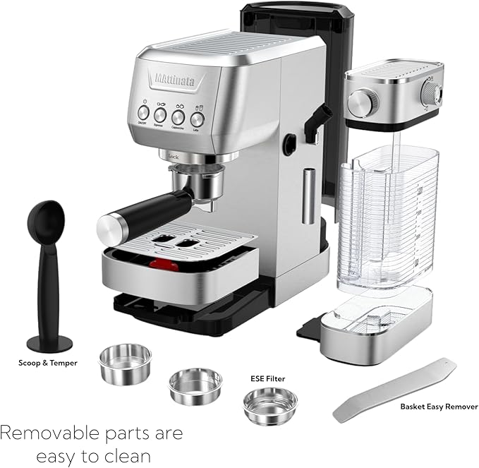 MAttinata CM1632 Cappuccino Machine 20 Bar, Professional Espresso Machines Coffee Maker for Home with Automatic Milk Frothering System, Barista Compact Latte Maker for Coffee Lovers, Stainless Steel