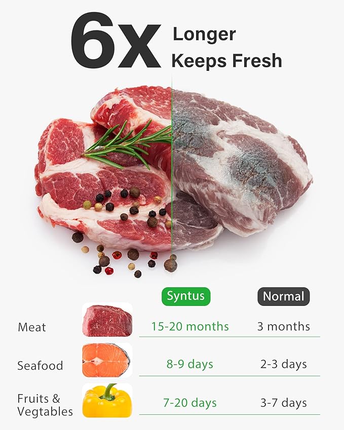 Syntus Vacuum Sealer Bags, 300 Gallon 11" x 16" and Quart 8" x 12" and Pint 6" x 10" Commercial Grade PreCut Bag, BPA Free Food Vac Bags for Storage, Meal Prep or Sous Vide