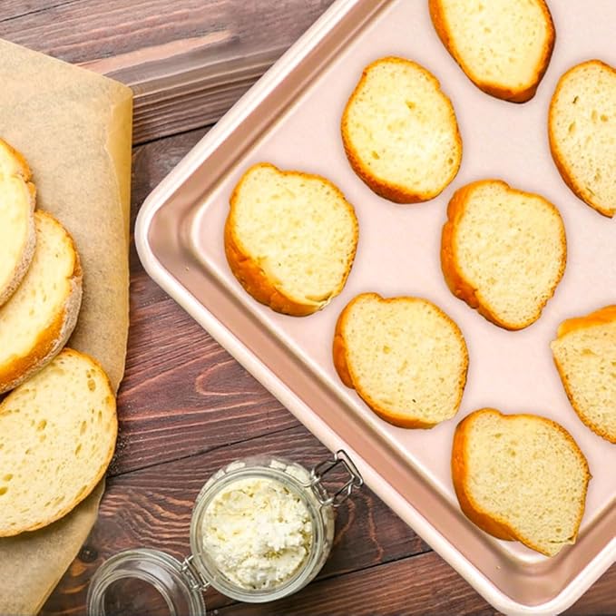 11" x 9" Baking Pans, Cookie Sheets Set of 2, 1.8 Inch Deep Nonstick Toaster Oven Pan Set for Baking, Heavy Duty Carbon Steel Non-toxic Toaster Oven Tray Replacement Cookie Tray for Kitchen Bake