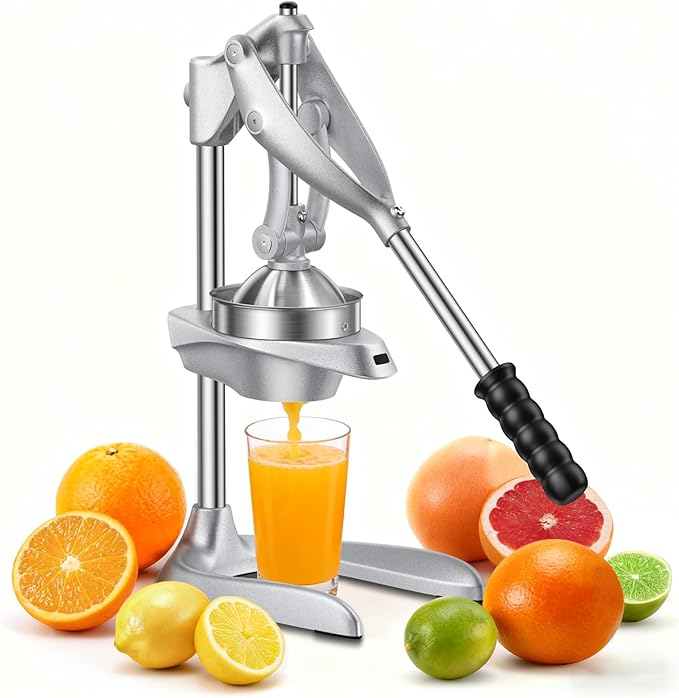 Manual Juicer, AMOHEE Stainless Steel Orange Juicer Squeezer for Citrus Lemon Pomegranate, Easy to Use & Clean Countertop Hand Press