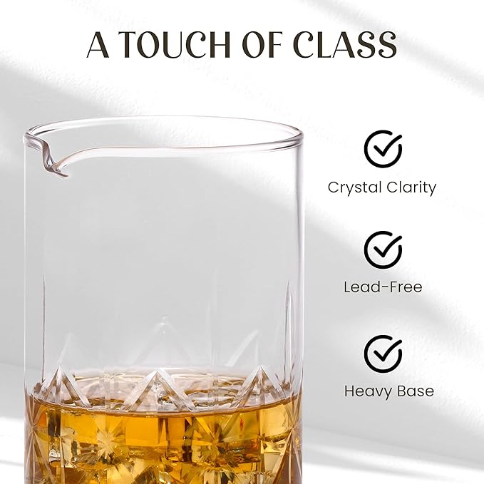 Mixology & Craft 24oz Crystal Cocktail Mixing Glass - Essential Bar Tool