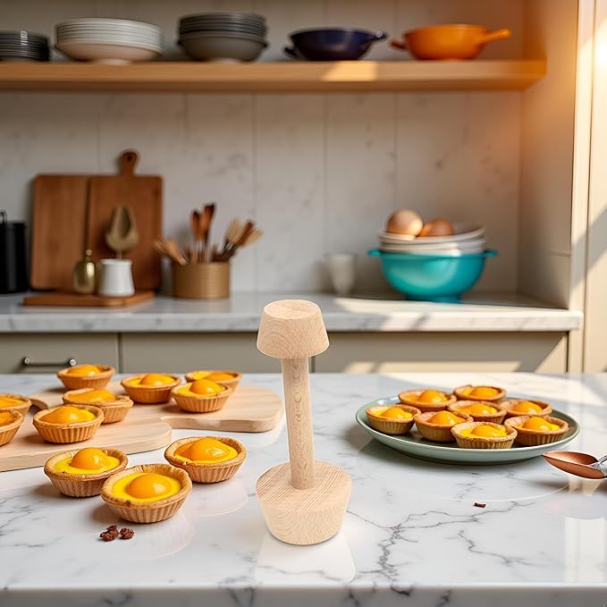 Tart Tamper Pastry Tamper Double Side Wooden Egg Tart Tamper Mold DIY Cake Pastry Pusher for Kitchen Party Baking Tools Tart Tamper, Pie, Tart and Quiche Pans,Tart Pans