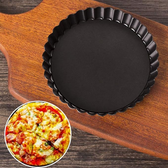 Non-sticks 6 Inches Quiche Tart Pan, Removable Loose Bottom Tart Pie, Round Fluted Tart Tins Baking Pan Mould Tray for Creating Creamy Cheese Cakes, Chocolate Tarts, Fruit Tart Pies