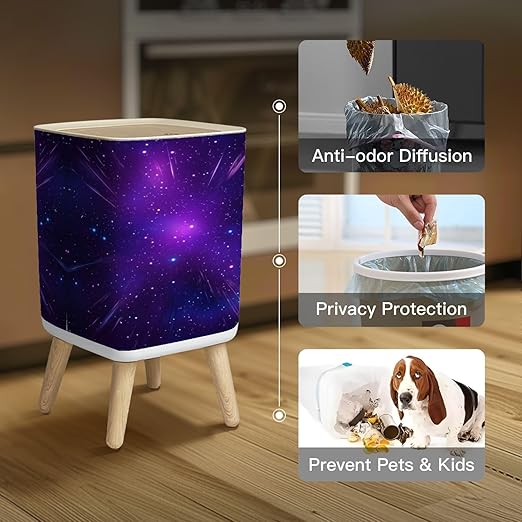 Small Trash Can with Lid Space nebula stars Milky way galaxy infinite universe Starlight night Wastebasket with Press Cover Dog Proof Garbage Can Waste Bin for Kitchen Bathroom Nursery 2.6 Gallon