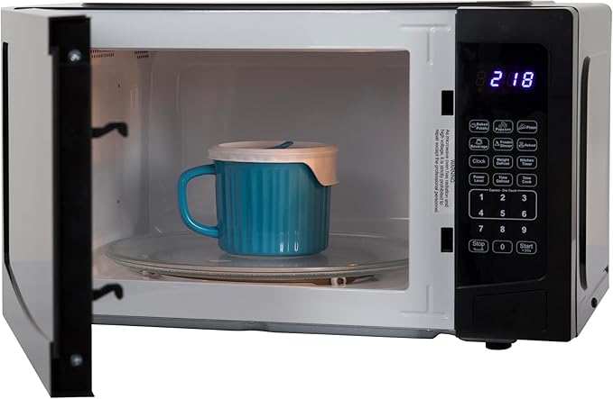 West Bend 1.1 Cu. Ft. Countertop Microwave Oven, 1000 Watts, Compact Design, 6 One-Touch Presets, Glass Turntable, Ideal for Dorms, Offices, RVs & Small Spaces, 1.1 cu.ft., Black