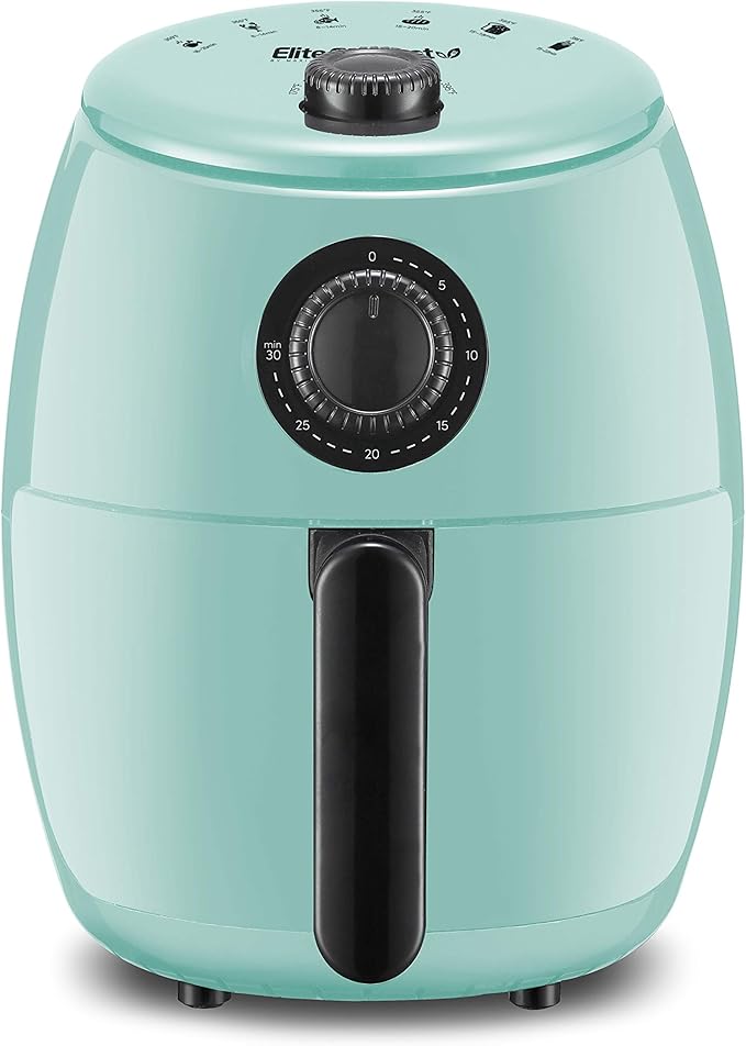 Elite Gourmet EAF-0201BL Personal Compact Space Saving Electric Hot Air Fryer Oil-Less Healthy Cooker, Timer & Temperature Controls, 1000W, 2.1 Quart, Mint