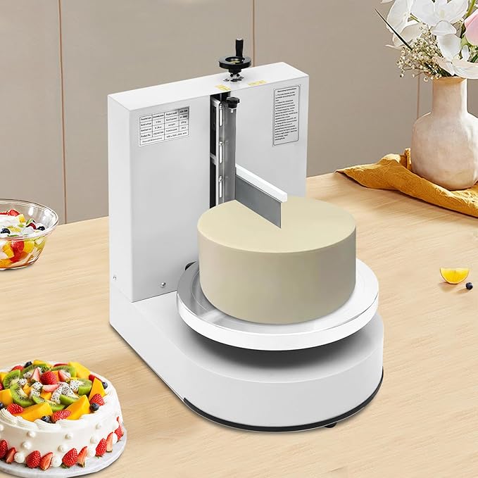 200W Electric Cake Decorating Machine, 110V Cake Spreading Machine Automatic Cake Coating Machine Speed: 30-200RPM for Cake Diameter: 4-12in (White)
