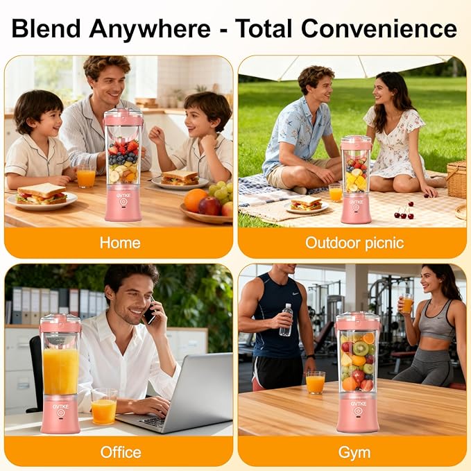 Portable Blender Dual Mode 18000RPM 20Oz Blending Cup Ice Crushing Smoothie Frozen Fruit Mini Home Gym Travel(Pink)