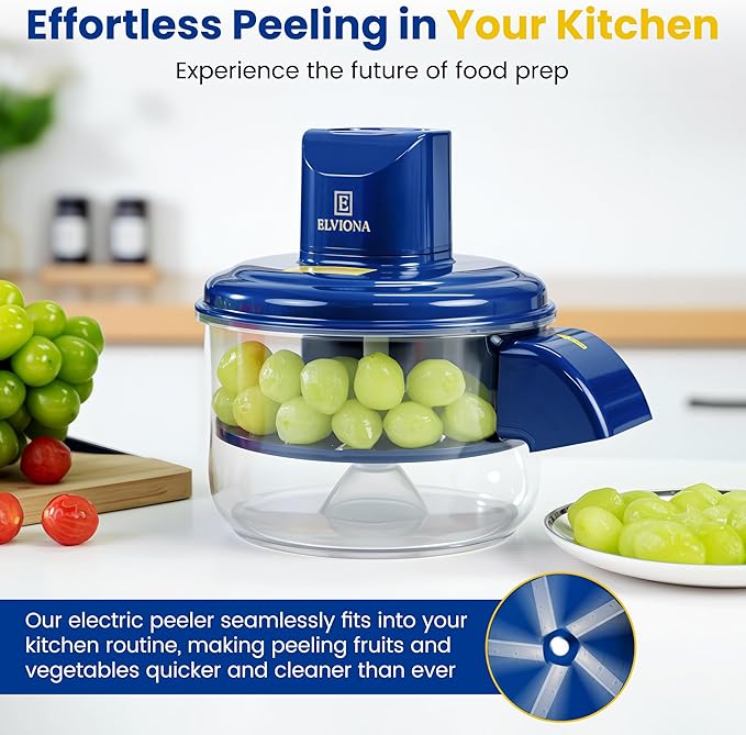 Automatic Grape Peeler Machine – Powerful Electric Garlic & Cherry Tomato Peeler, Cordless Vegetable Skin Remover for Small Fruits, Fast, Easy & Effortless Peeling for Home Kitchen