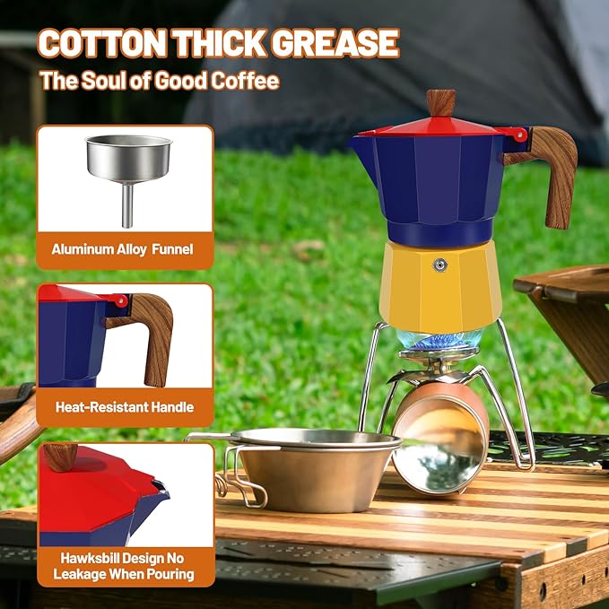 6 Cup Aluminum Espresso Stovetop Moka Pot Express Coffee Maker Percolator Italian Classic Mocha Coffee Machine for Italian and Cuban Cafe Brewing for Home Camping 300ml 10oz