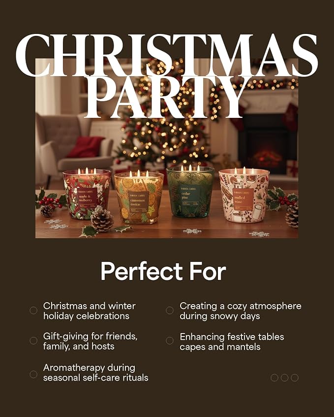 Hidden Label Mulled Wine Scented Candle for Home, 30oz Large 3 Wick Soy Candle, 100H Long Lasting, Cinnamon Orange Clove, Non-Toxic Clean Burn, Christmas Winter Gifts for Women, Holiday Gift