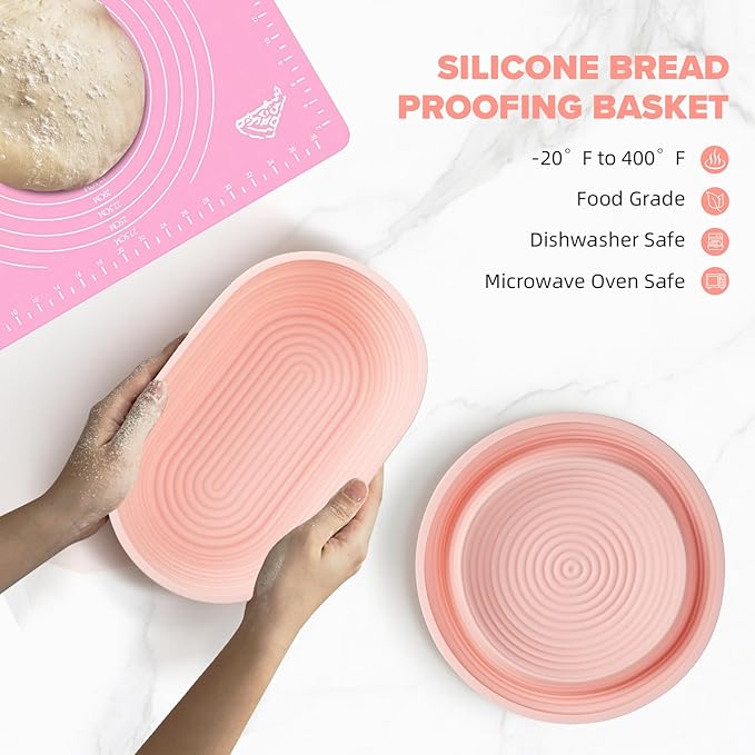 RYTOXILO Sourdough Starter Kit, 15 Pcs Sour Dough Bread Baking Supplies for Beginners with 24 Oz Glass Starter Jar, Complete Bread Making Set with Silicone Banneton Proofing Basket, Baking Accessory