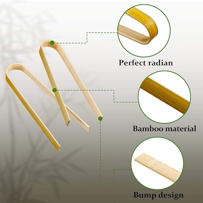 Patelai 90 Pieces Mini Bamboo Tongs Long Toast Tongs Disposable Wooden Cooking Bamboo Cooking Utensils for Toast Bread Pickles Tea Toaster Supplies (4.7 Inch)