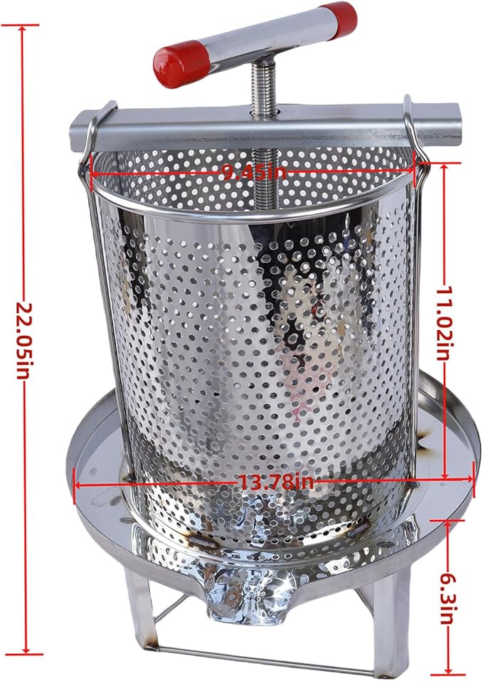 Mesh Honey Press Machine Presser Beeswax Extractor Fruit Honey Presser Honey Extractor Stainless Steel Mesh Honey Extractor for Home Beekeeping, Efficient Separation of Beeswax and Honey