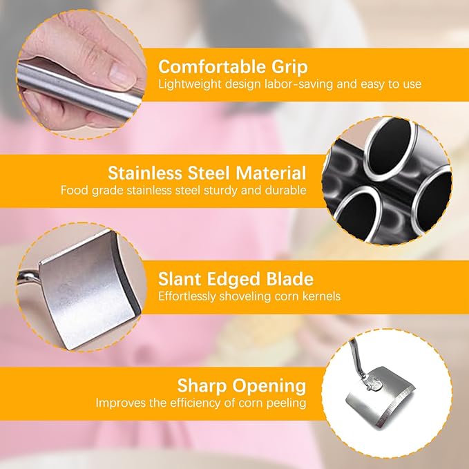 Corn Peeler for Corn On the Cob, NEW Long Handle Stainless Steel Corn Stripping Tool,Corn Cob Stripper Tool,Corn Peeler for Home Kitchen & Outdoor Dining (1PCS)