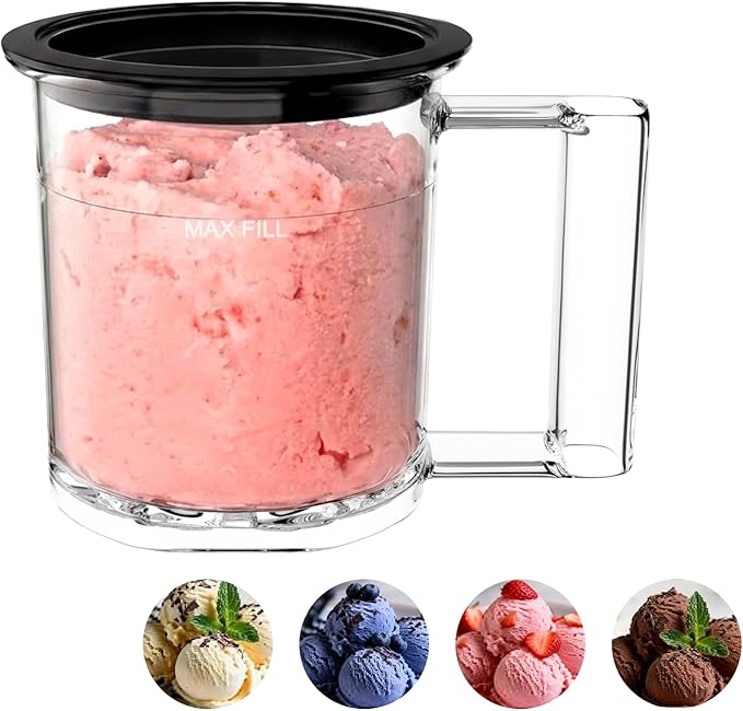 KF-2501 20 oz Pint Replacement Container Cup with Storage Lid for Frozen Treat Makers, Extra Pint for Ice Cream/Gelato/Sorbet Bases, Freezer Storage, Single-Batch Prep (1-pack)