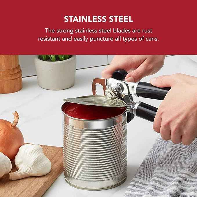 KitchenAid Classic Multifunction Can Opener and Bottle Opener Easy to Use,Razor Sharp Stainless Steel Cutting Wheel,Soft Ergonomic Handles,Black,(Pack of 12)
