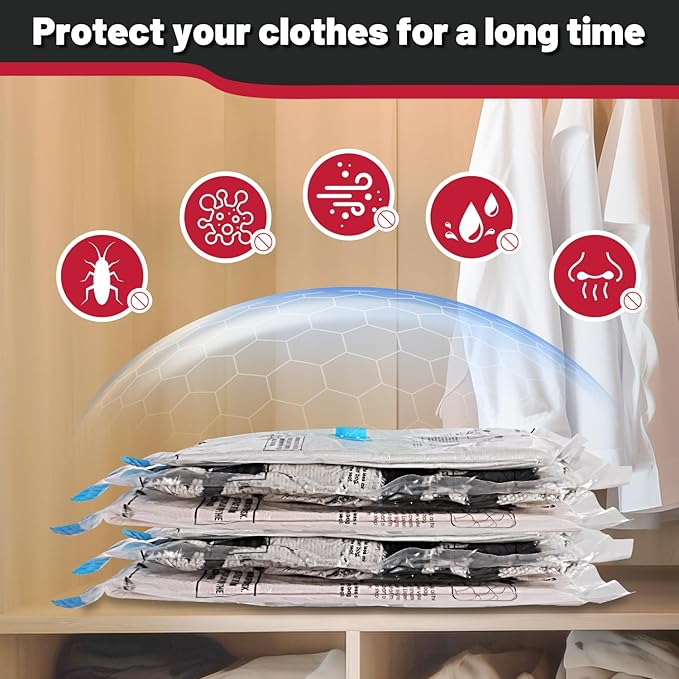 Vacuum Storage Bags with Portable Electric Pump,Vacuum Seal Bags for Clothing,Space Saver Bags,Vacuum Travel Bags for Luggage(Combo 8 Pack)