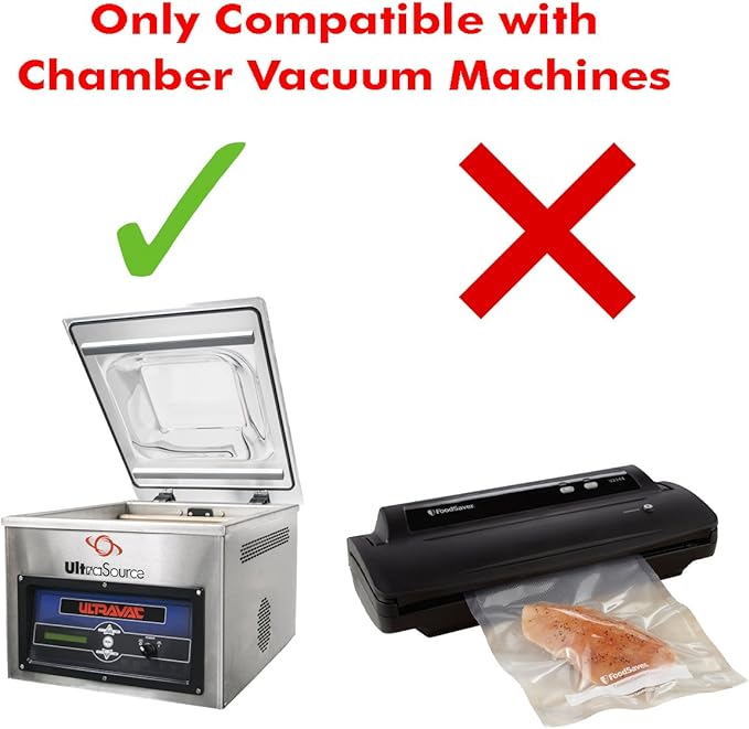 UltraSource - Chamber Machine Pouches 3 Mil Thickness, 8" x 10", Pack of 500 Vacuum Chamber Pouches, BPA-Free Pre-Cut Chamber Vacuum Sealer Bags with tear notch