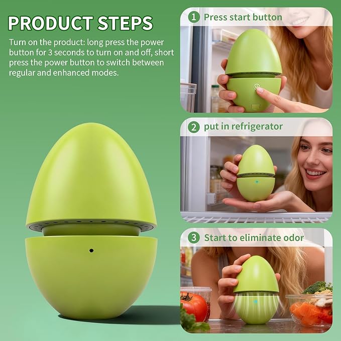 Smart Refrigerator Deodorizer,Active Oxygen Refrigerator Odor Eliminator, Rechargeable Design, Long-Lasting Up to 5 Years Helps Keep Food Fresh, Compact Fridge Deodorizer