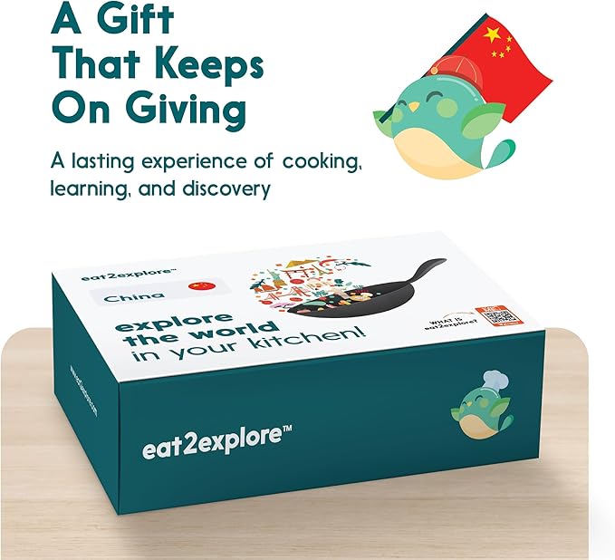 eat2explore Cooking Kits for Kids 18 Pcs – Interactive & Educational Kids Cooking Sets Real for Ages 5 and Up,3 Recipe Cards & Global Ingredients – Perfect for Families and Homeschooling (China)