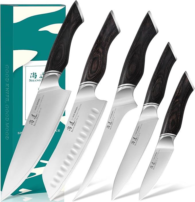 SHANGDAO Kitchen Knives Set, 5-Piece Chefs Knife Set, Professional Ultra Sharp Kitchen Knives for Cooking 3 Layers VG10 Alloy Steel Chef Knives