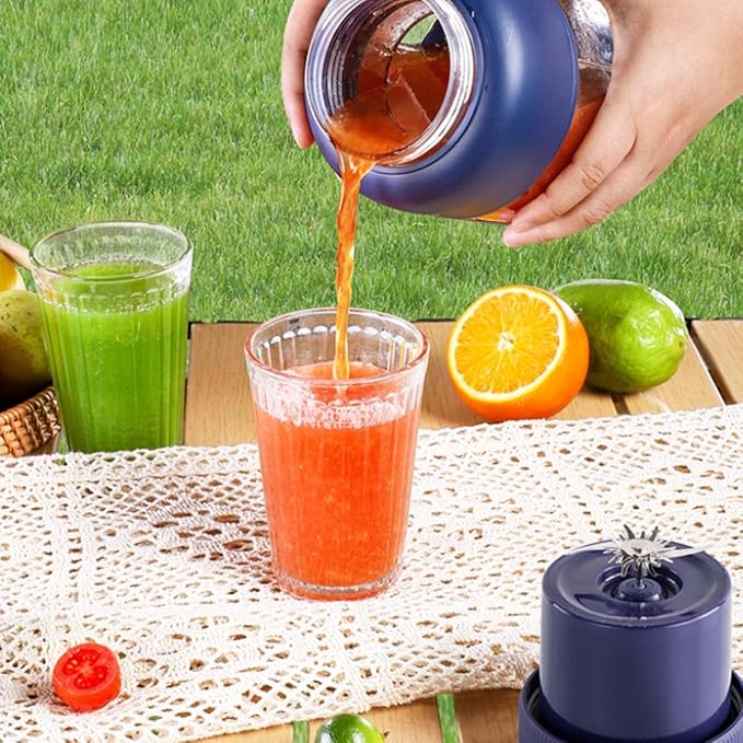 Portable Electric Juicer Cup with Zero Cord Hassle,Wireless Personal Juicer Cup USB Rechargeable Blender,38-Blades,Quiet Operation, Leakproof Lid,40 Seconds,for Shakes and Smoothies (Blue-28 Oz)