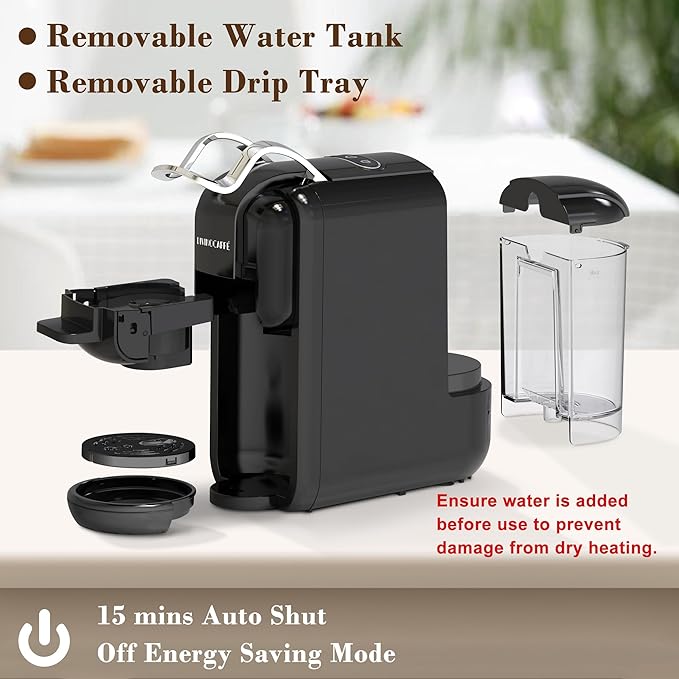 Espresso Machine for Nespresso Capsule, Lavazza Blue & Expert Capsule, Coffee Powder, 19 Bar Pump Pressure Makes Authentic Espresso Coffee, Mini Espresso Coffee Maker with Removable Water Tank.