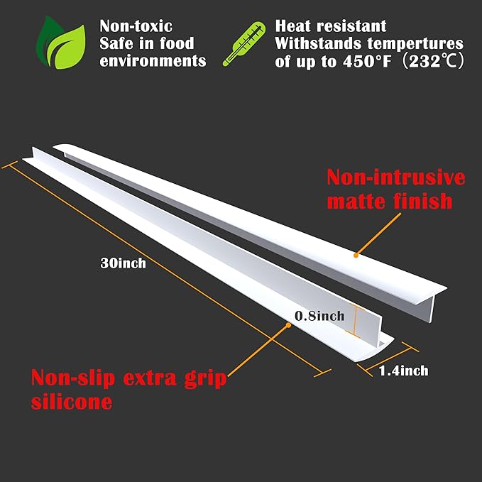 KindGa Stove Gap Covers, Silicone Counter Gap Filler for Stove, 30 Inches for 0.2-1 inch Gap,Seal Spills between Appliances Countertop Furniture Stoves Ovens(Set of 2, White)