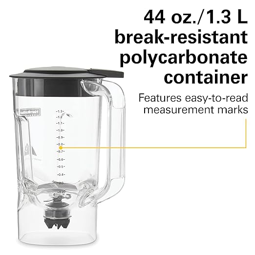 Hamilton Beach Commercial 908R 44Oz Bar Blender, 2 Speed, 1 HP, Black (HBB908R)
