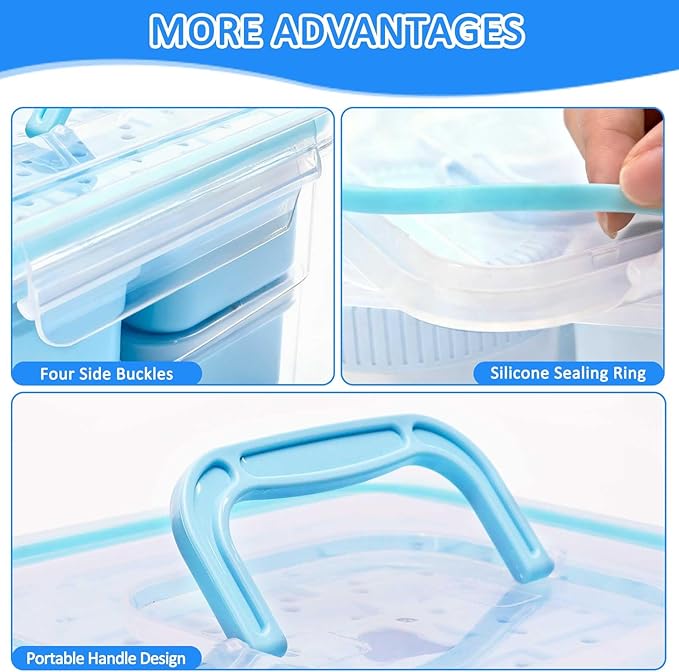 moleath Bento Box with 6 Removable Compartments Lunch Box, Microwave & Dishwasher Safe, Leakproof BPA-Free Snack Containers Ideal for Office, Picnic, Camping, Party, Travel, Blue
