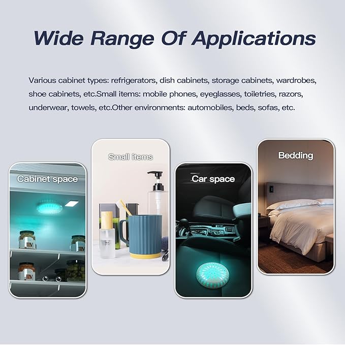 3W UV Deodorizer,Portable UV Light Cleaner,Smart Timer-Controlled Odor Elimination,360°Ultraviolet Bulb Design,for Refrigerators,Dish Cabinets,Storage Cabinets,Wardrobes,Shoe Cabinets,in Car,and More