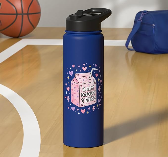 Baby Daddy Tears Retro Pink Milk Carton Hearts Aesthetic Stainless Steel Insulated Water Bottle
