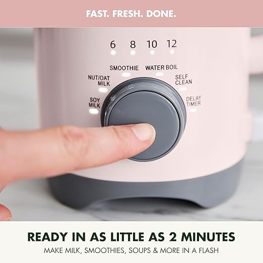 GreenPan Nut Milk Maker, 15-in-1 Homemade Soy, Almond, Oat, Coconut, Non-Dairy, Rice, Soup, Baby Food, BPA-Free, Smooth Creamy Texture, Self Clean, Barista Quality Milk, Delay Start, Boil Water, Pink