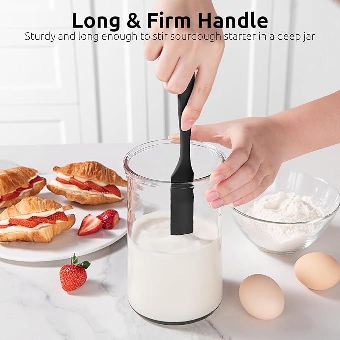 U-Taste 600ºF Heat-Resistant 10in Long Skinny Silicone Jar Spatula, and 20inx28in Large Silicone Pastry Mat Food-Grade Non-Stick Dough Rolling Mat (Black+Transparent)