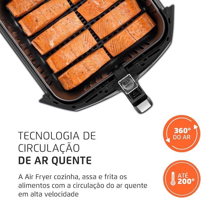 Fritadeira Sem Óleo Air Fryer 8L, Mondial, Preto/Inox, 1900W, 220V - AFN-80-BI