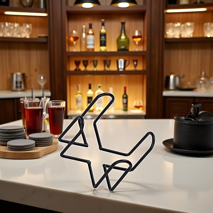 Black Iron Coaster Holder Metal Storage Rack Coasters Shelf for Both Round and Square Coasters, Bar Tools and Drinkware, Cool Home Decor (4.40 X 4.40 X 2.48inch)