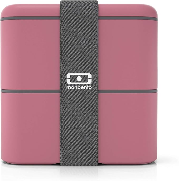 monbento - Large Bento Lunch Box MB Square Blush with 2 Compartments - 57 oz - Leakproof Lunch Box for Work/Picnic/Meal Prep - BPA Free - Microwave & Dishwasher Safe - Pink