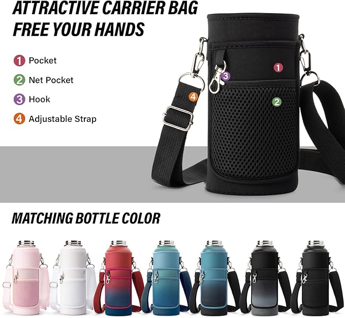 DYSANKY National Parks Water Bottle – 32 oz Insulated Stainless Steel Bottle with 63 Hand-Drawn Park Stickers, Carrier Bag, Strap & Gift Box – BPA-Free – Ideal for Hiking, Camping & Travel